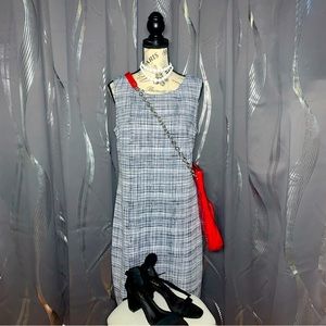 Worthington Shift Dress Sz L Black White Checkered Sleeveless Stretch Womens